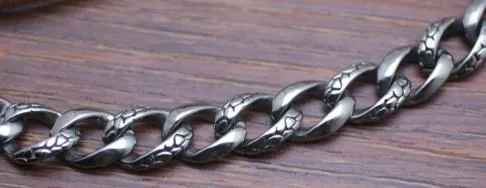 Cool Men's Handmade Stainless Steel Old Silver Biker Wallet Chain Pants Chain Wallet Chain For Men