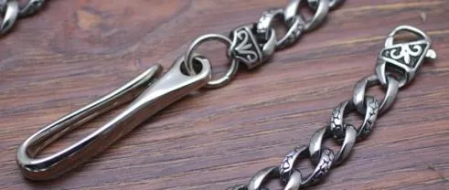 Cool Men's Handmade Stainless Steel Old Silver Biker Wallet Chain Pants Chain Wallet Chain For Men