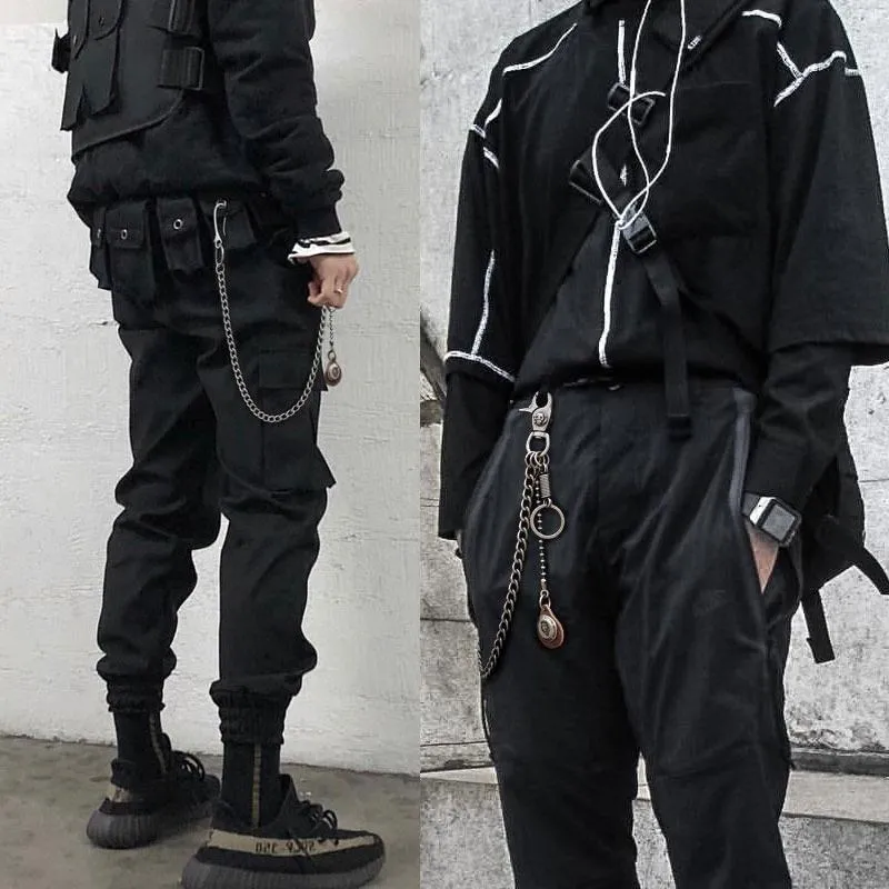 Cool Men's Leather Hanging Pendant Stainless Steel Pants Chain Biker Wallet Chain For Men