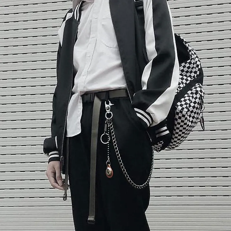 Cool Men's Leather Hanging Pendant Stainless Steel Pants Chain Biker Wallet Chain For Men