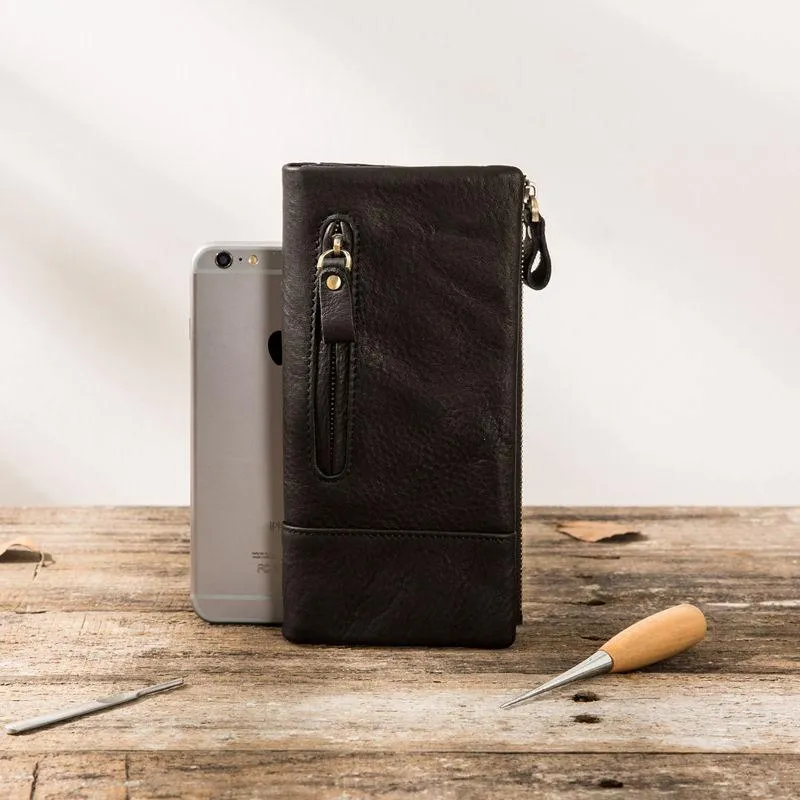 Cool Mens long Wallet Leather Bifold Wallet Long Wallets for Men