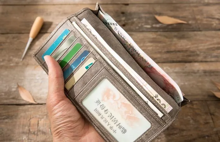 Cool Mens long Wallet Leather Vintage Wallet Long Wallets for Men