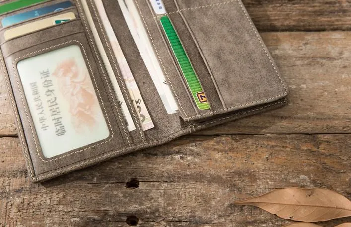 Cool Mens long Wallet Leather Vintage Wallet Long Wallets for Men