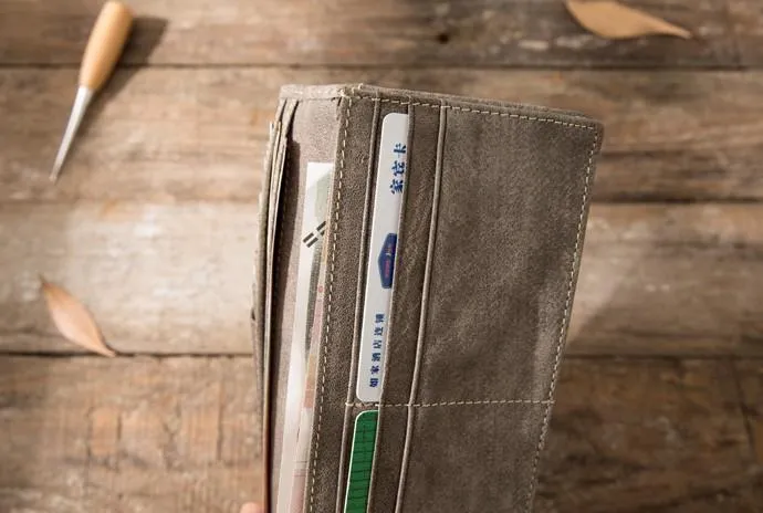 Cool Mens long Wallet Leather Vintage Wallet Long Wallets for Men