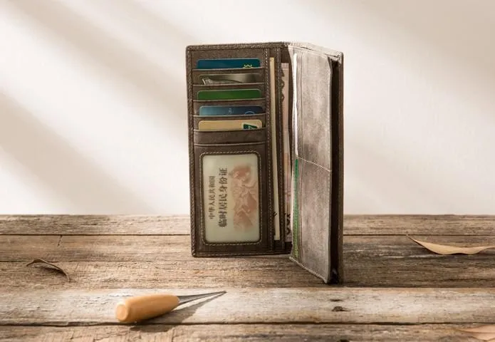 Cool Mens long Wallet Leather Vintage Wallet Long Wallets for Men