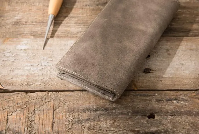 Cool Mens long Wallet Leather Vintage Wallet Long Wallets for Men