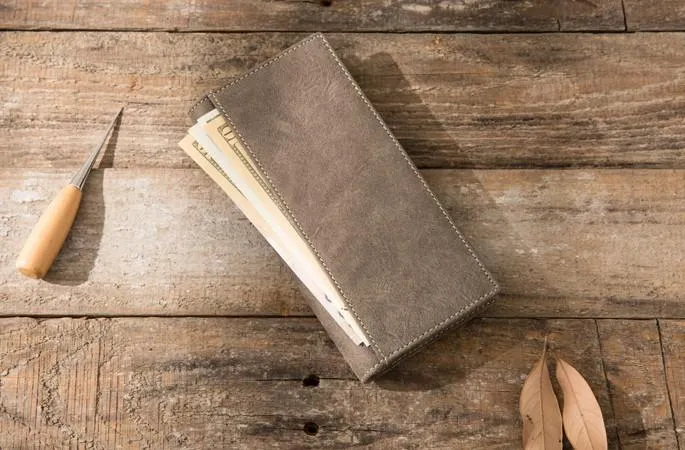 Cool Mens long Wallet Leather Vintage Wallet Long Wallets for Men