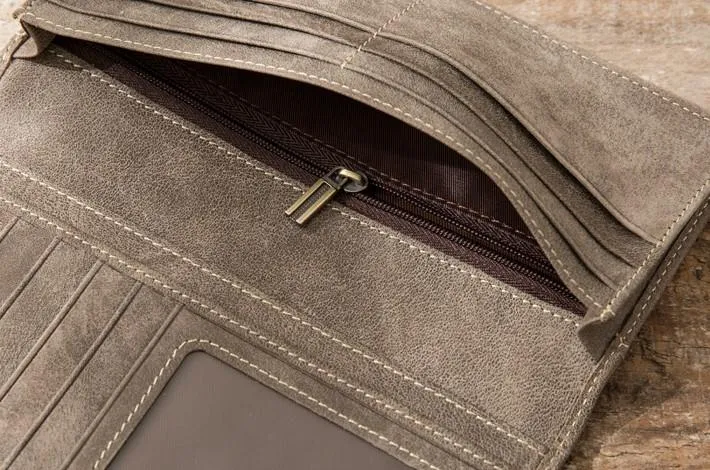 Cool Mens long Wallet Leather Vintage Wallet Long Wallets for Men