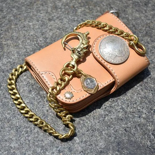 Cool Men's Pure Gold Brass Skull 18 Key Chain Pants Chains Biker Wallet Chain For Men