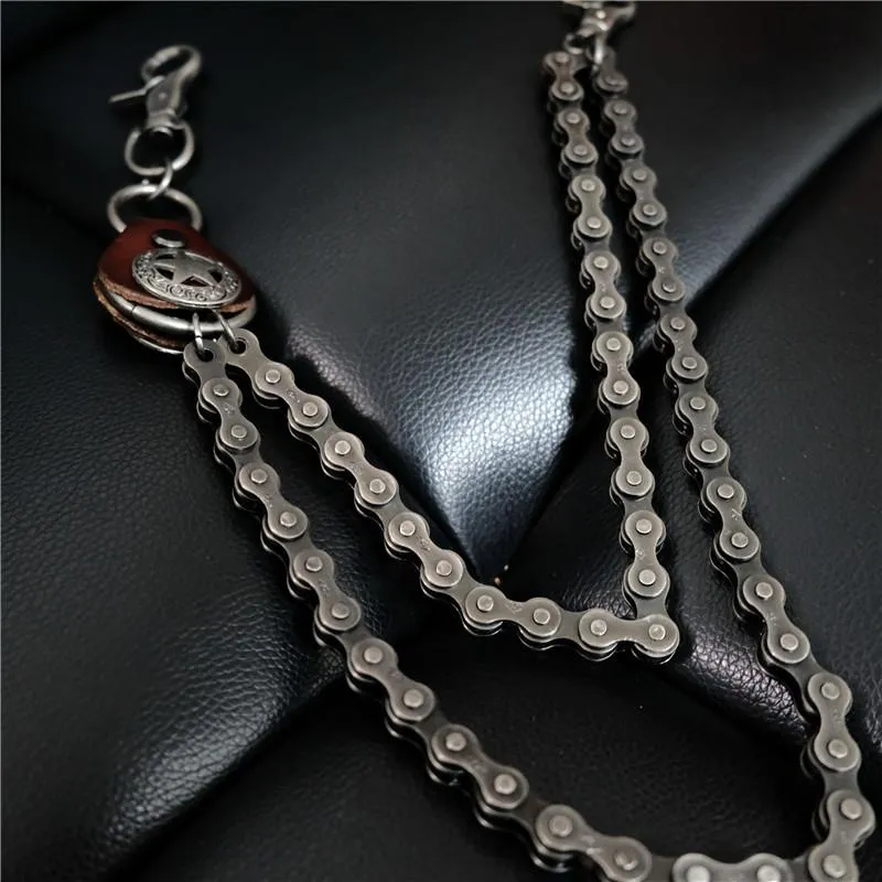 Cool Men's Silver Double Bike Chain Pants Chain Punk Biker Wallet Chain For Men