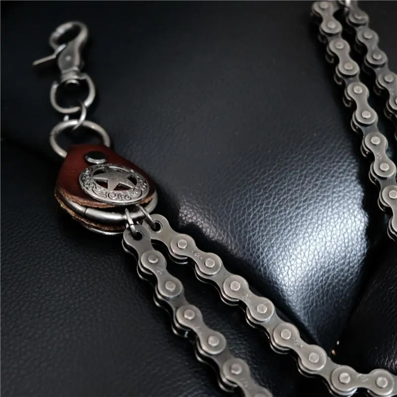 Cool Men's Silver Double Bike Chain Pants Chain Punk Biker Wallet Chain For Men