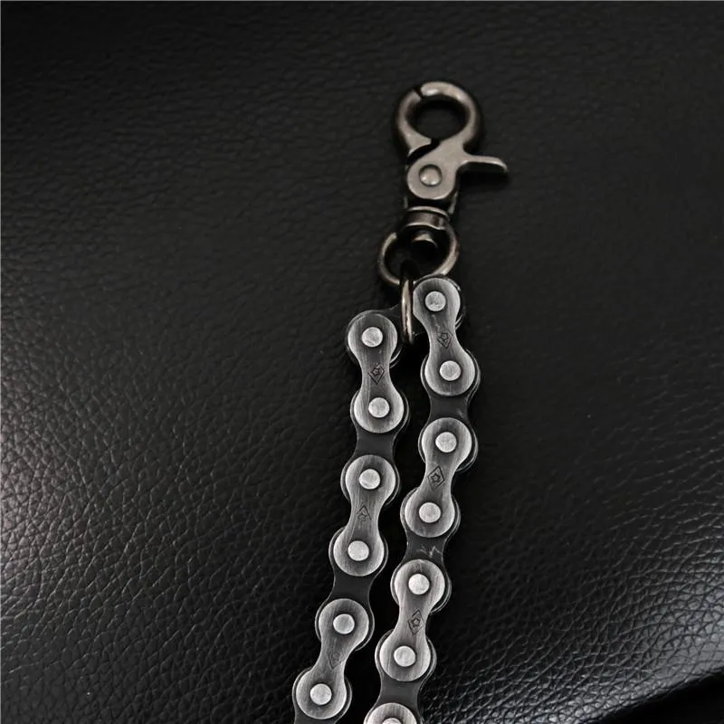 Cool Men's Silver Double Bike Chain Pants Chain Punk Biker Wallet Chain For Men