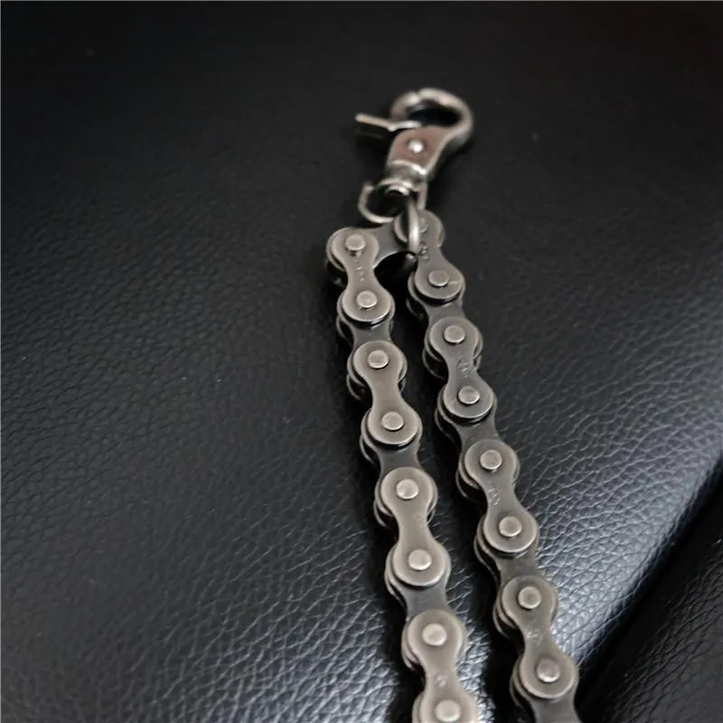 Cool Men's Silver Double Bike Chain Pants Chain Punk Biker Wallet Chain For Men