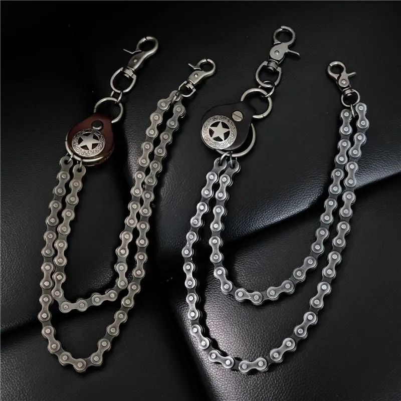 Cool Men's Silver Double Bike Chain Pants Chain Punk Biker Wallet Chain For Men