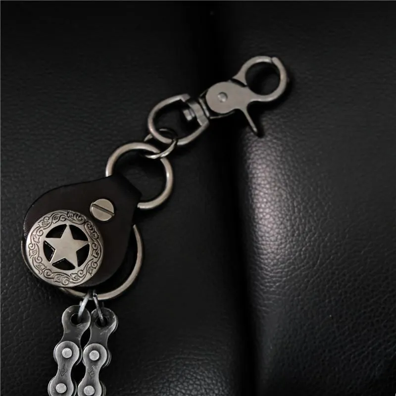 Cool Men's Silver Double Bike Chain Pants Chain Punk Biker Wallet Chain For Men