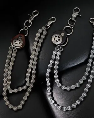 Cool Men's Silver Double Bike Chain Pants Chain Punk Biker Wallet Chain For Men