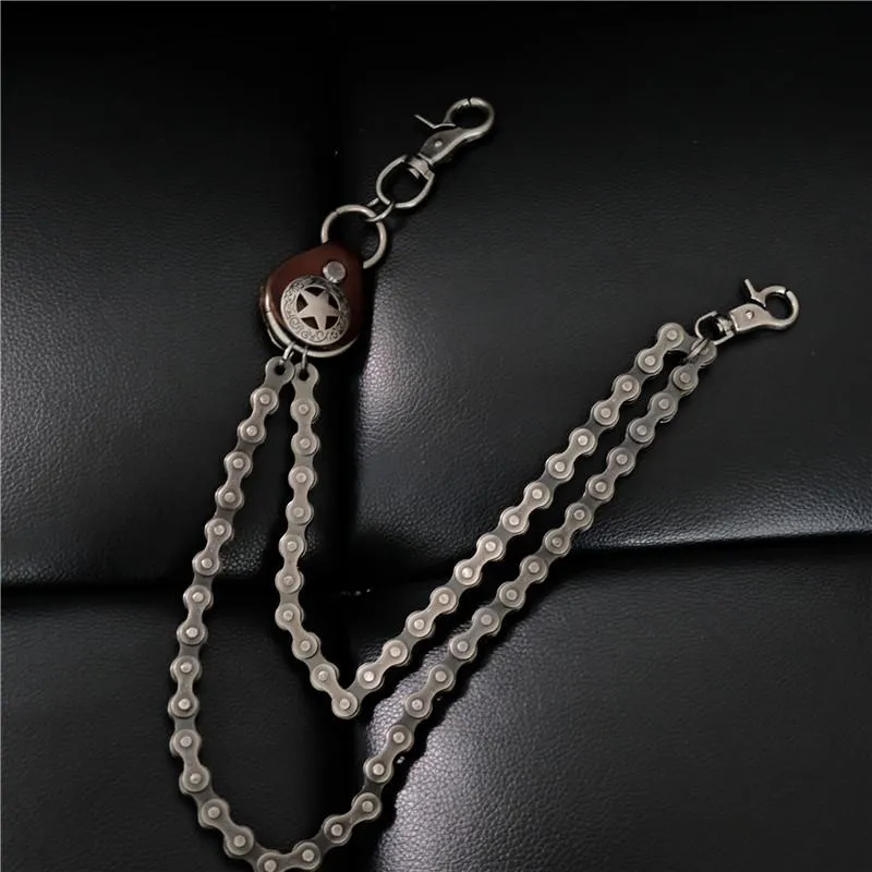 Cool Men's Silver Double Bike Chain Pants Chain Punk Biker Wallet Chain For Men