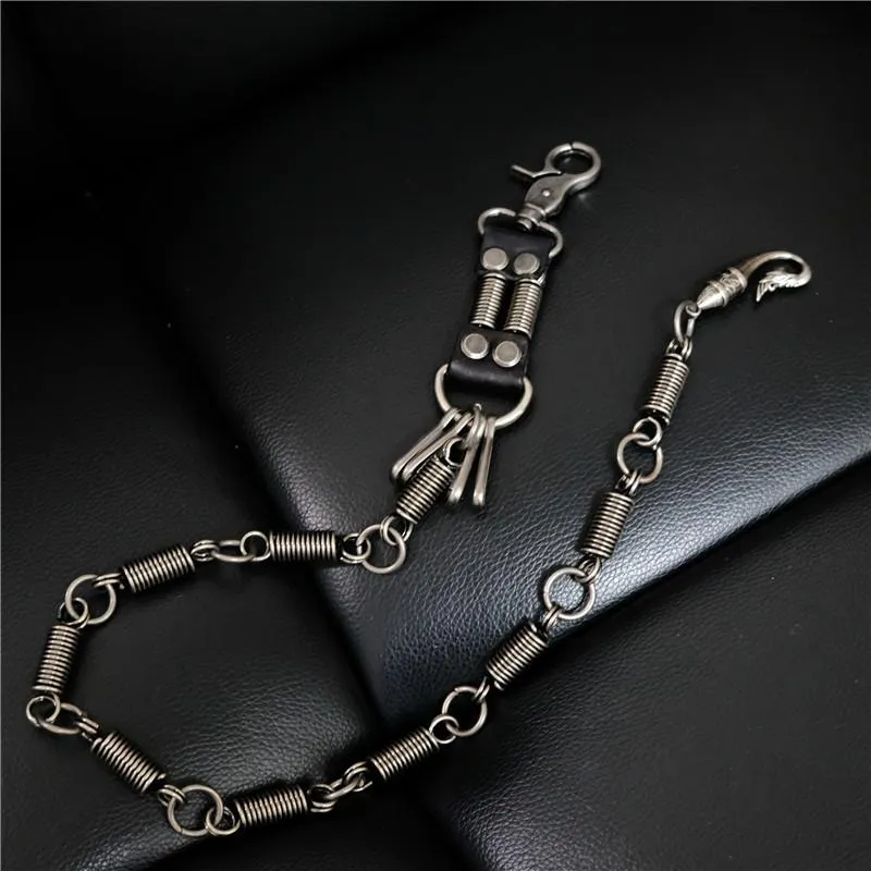 Cool Men's Silver Long Pants Chain Punk Long Biker Wallet Chain For Men