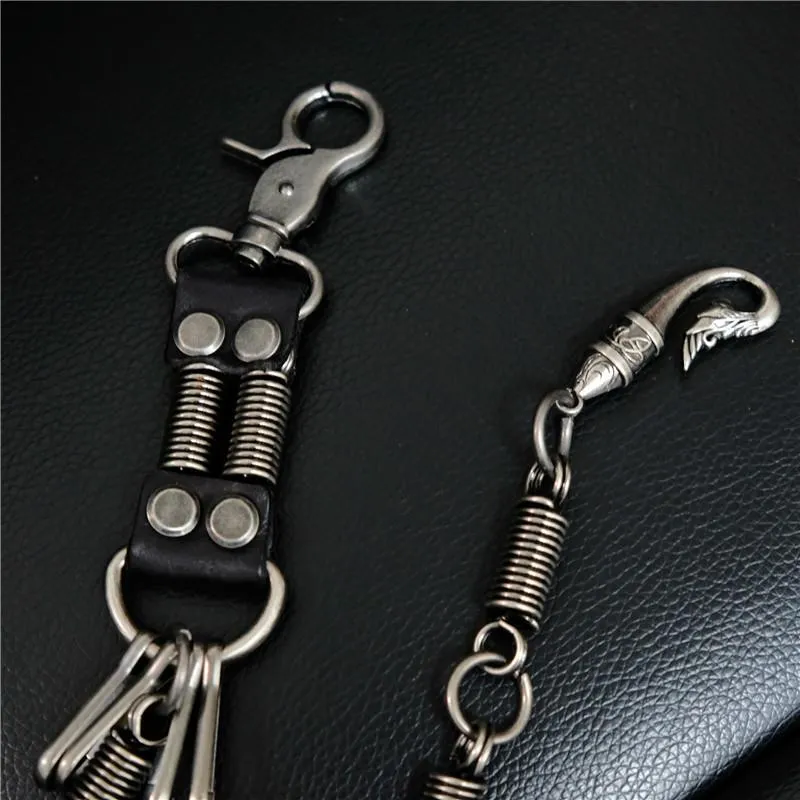 Cool Men's Silver Long Pants Chain Punk Long Biker Wallet Chain For Men