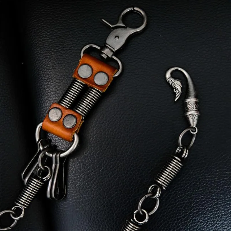 Cool Men's Silver Long Pants Chain Punk Long Biker Wallet Chain For Men