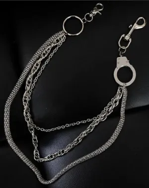 Cool Men's Silver Triple Fashion Long Punk Biker Wallet Chain Pants Chain For Men