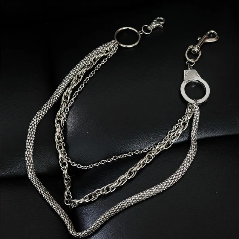 Cool Men's Silver Triple Fashion Long Punk Biker Wallet Chain Pants Chain For Men