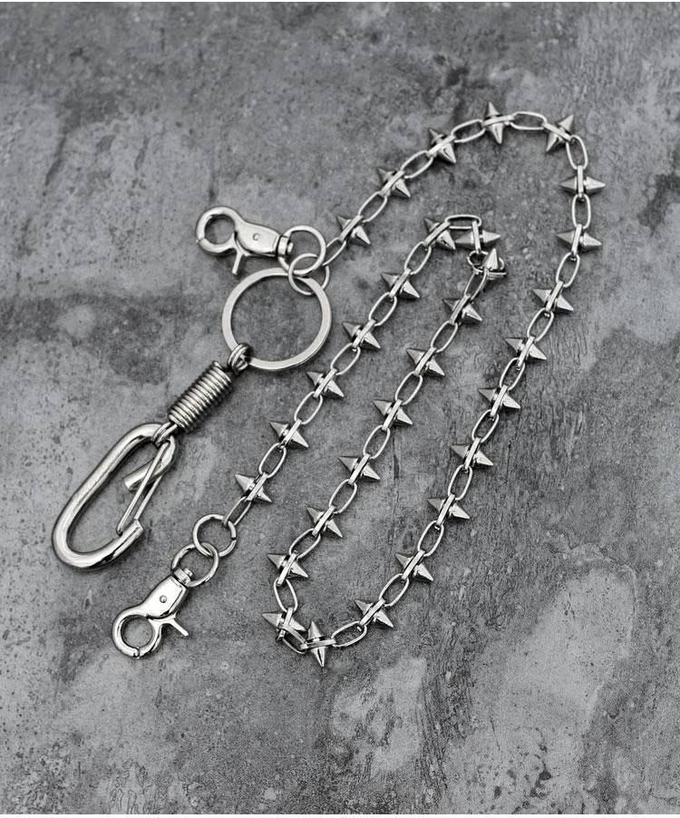 Cool Men's Spike Hip Hop Long Stainless Steel Pants Chain Biker Wallet Chain For Men