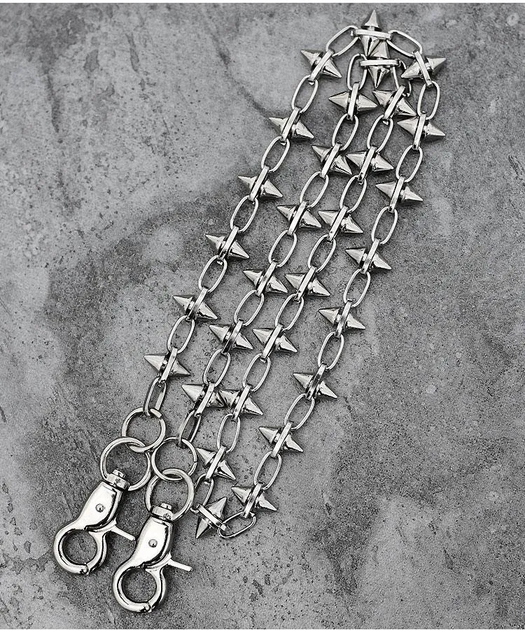 Cool Men's Spike Hip Hop Long Stainless Steel Pants Chain Biker Wallet Chain For Men