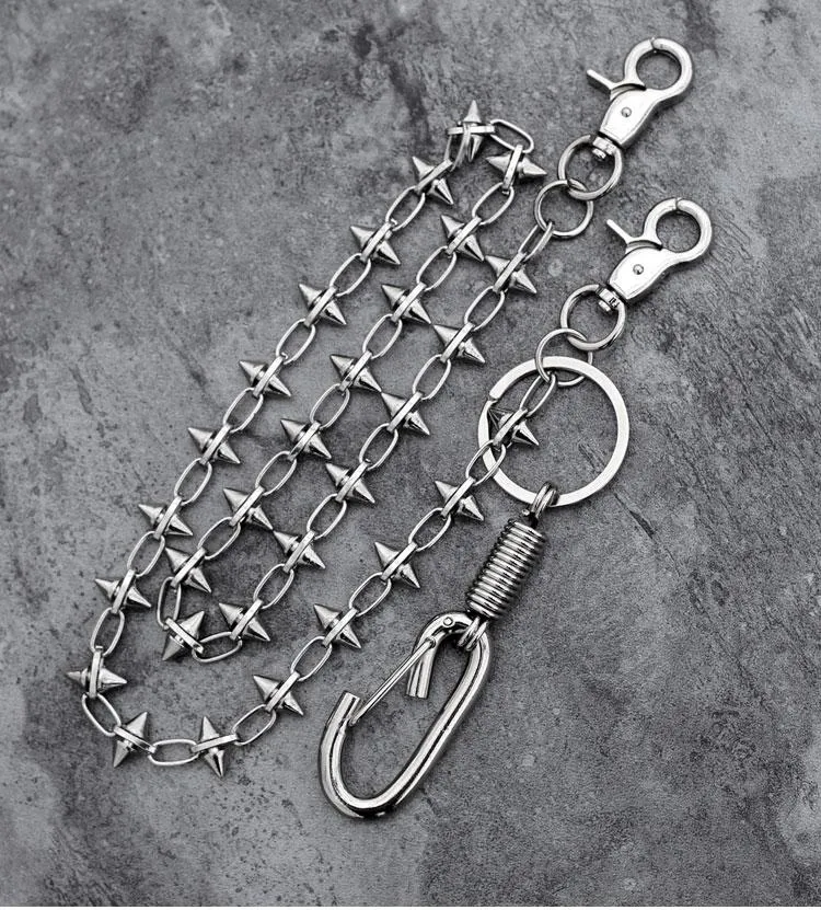 Cool Men's Spike Hip Hop Long Stainless Steel Pants Chain Biker Wallet Chain For Men