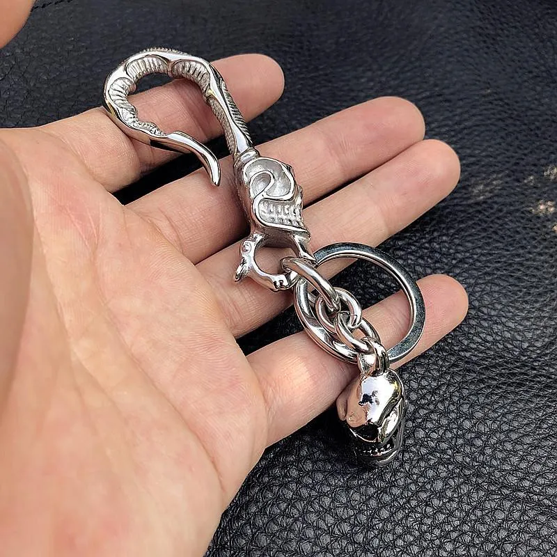 Cool Men's Stainless Steel Skull Biker Key Chain Punk Belt Chain For Men