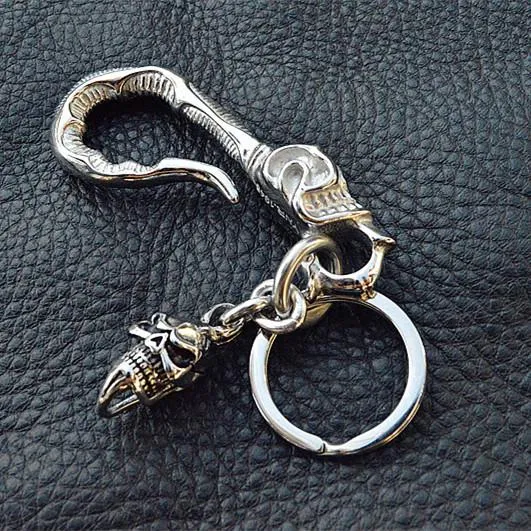 Cool Men's Stainless Steel Skull Biker Key Chain Punk Belt Chain For Men