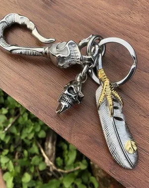Cool Men's Stainless Steel Skull Biker Key Chain Punk Belt Chain For Men