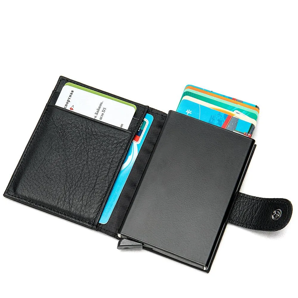 Cool RFID Black Leather Men's Card Holder Card Bifold Small Wallet For Men