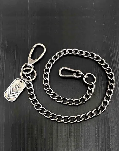 Cool Silver Tag Long Mens Pants Chain Military Tag Wallet Chain jeans chain jean chains For Men