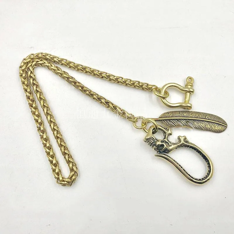 Cool SKull Brass Feather 19?Rock Wallet Chain Biker Pants Chain jeans chain jean chain for Men