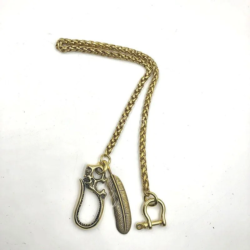 Cool SKull Brass Feather 19?Rock Wallet Chain Biker Pants Chain jeans chain jean chain for Men