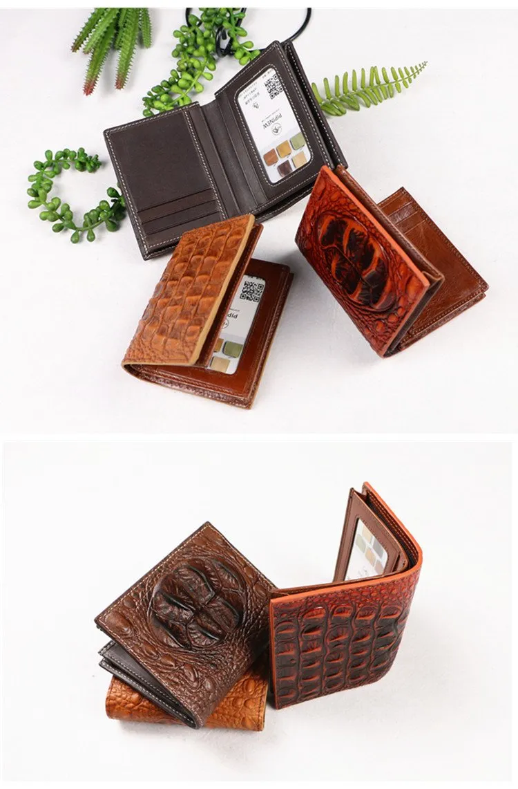 Cool Vertical Dark Brown Leather Mens billfold Wallet Bifold Small Wallet Front Pocket Wallet For Men