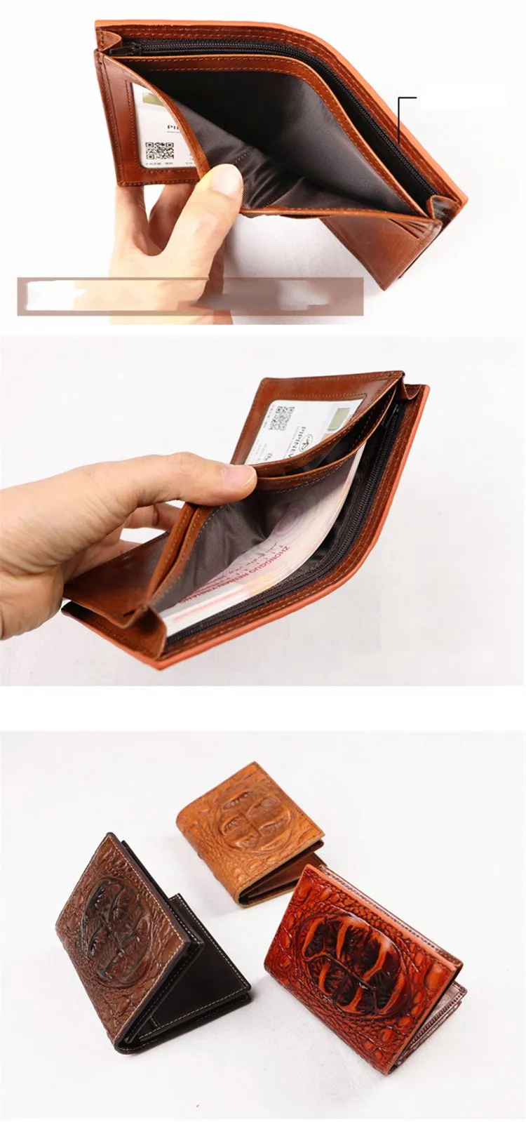 Cool Vertical Dark Brown Leather Mens billfold Wallet Bifold Small Wallet Front Pocket Wallet For Men
