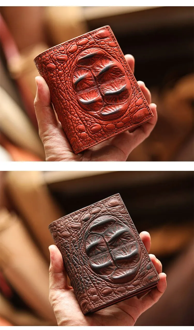 Cool Vertical Dark Brown Leather Mens billfold Wallet Bifold Small Wallet Front Pocket Wallet For Men
