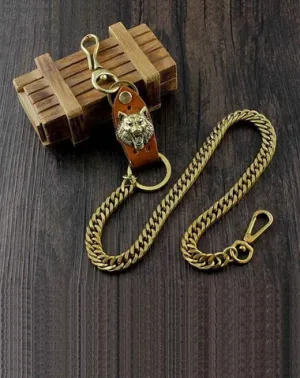 Cool Wolf Brass Mens wallet Chain Wolf Biker Chain Wallet Pants Chain For Men