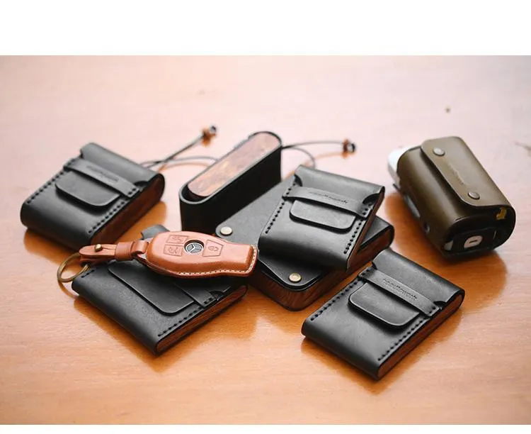 Cool Wooden Leather Mens Wallet Small Card Holder Coin Wallet for Men
