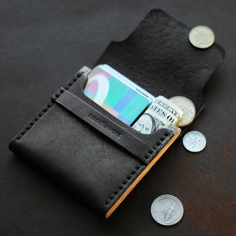 Cool Wooden Leather Mens Wallet Small Card Holder Coin Wallet for Men
