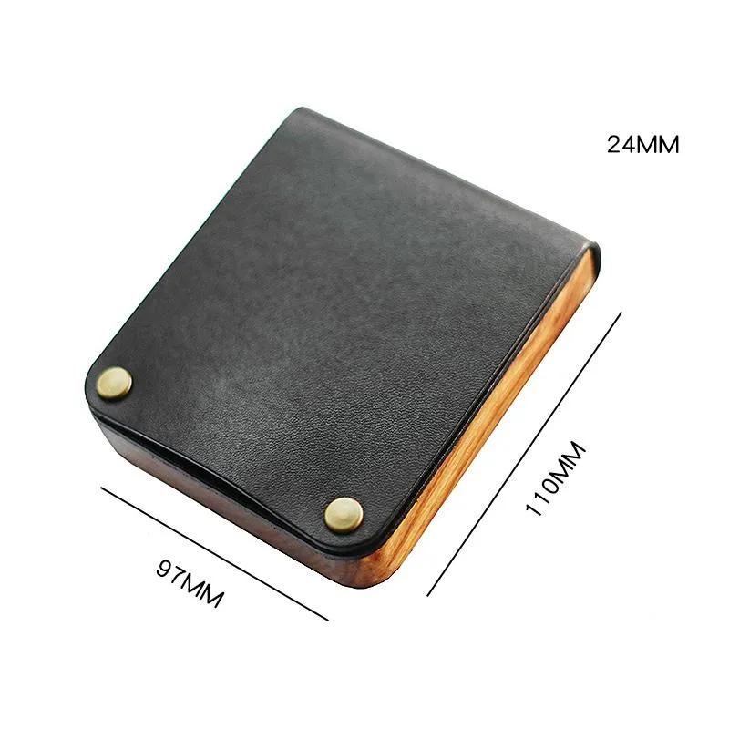Cool Wooden Leather Mens Wallet Small Card Holder Coin Wallet for Men