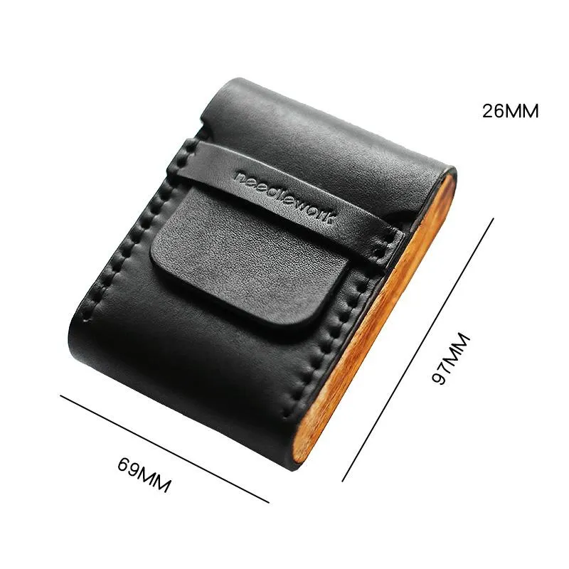 Cool Wooden Leather Mens Wallet Small Card Holder Coin Wallet for Men