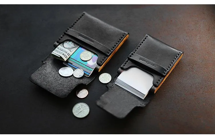 Cool Wooden Leather Mens Wallet Small Card Holder Coin Wallet for Men