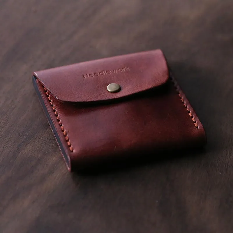 Cool Wooden Leather Mens Wallet Small Card Holder Handmade Coin Wallet for Men