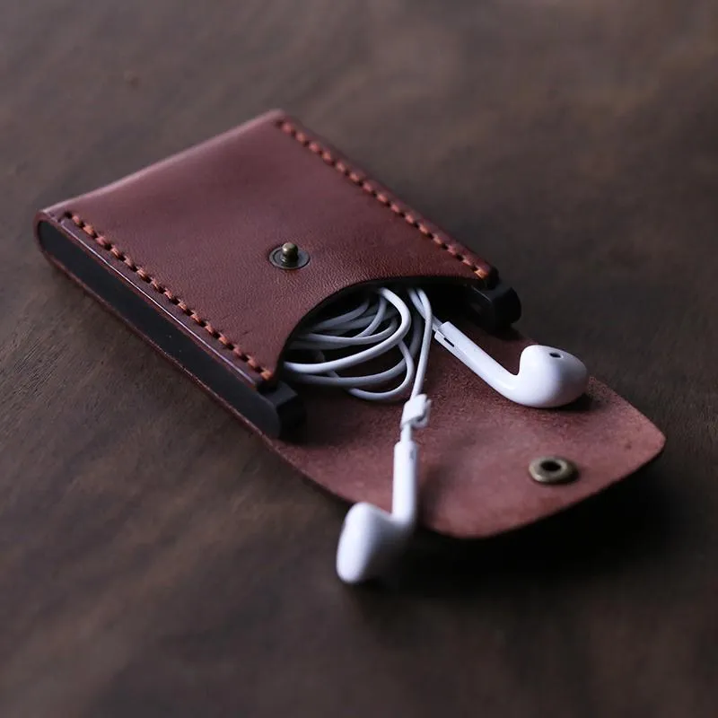Cool Wooden Leather Mens Wallet Small Card Holder Handmade Coin Wallet for Men