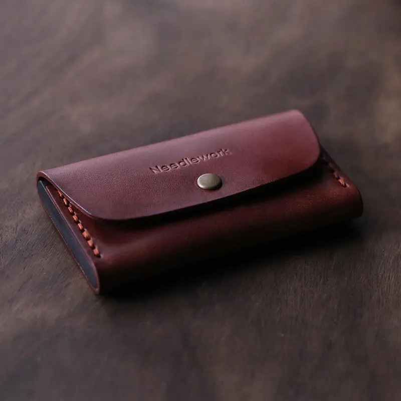 Cool Wooden Leather Mens Wallet Small Card Holder Handmade Coin Wallet for Men