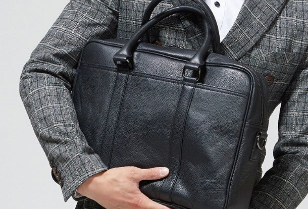 Cool Black leather mens Briefcase laptop Briefcase Work Shoulder Bag for Men