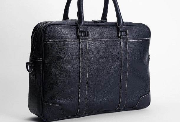 Cool Black leather mens Briefcase laptop Briefcase Work Shoulder Bag for Men